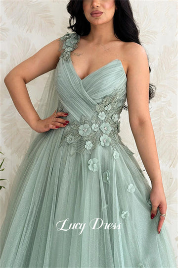 Lucy Light Green Party Evening Dress Mesh Grace Eid Al-fitr Line A Prom Dresses 2024 Ball Gowns Formal Wedding Long Customized