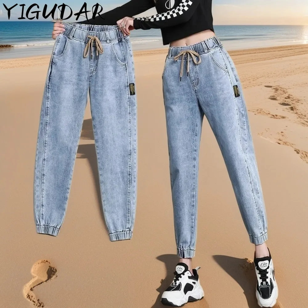 New 2024 Harem Pants Vintage High Waist Women's Jeans Ankle Length Mom Jeans Cowboy Denim Pants Jeans  Women's y2k Streetwear