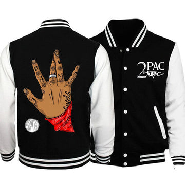 Rapper 2Pac Tupac Shakur Hoodie Baseball Uniform Jacket Women Men Baseball Jacket Hip Hop Fashion Street Style Hoodie Tops