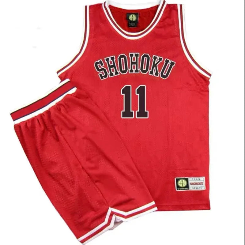 Anime Shohoku School Basketball Team Jersey Sets Slam Dunk Rukawa Hanamichi Sakuragi Red Jersey Set Cosplay Costume Wear Uniform