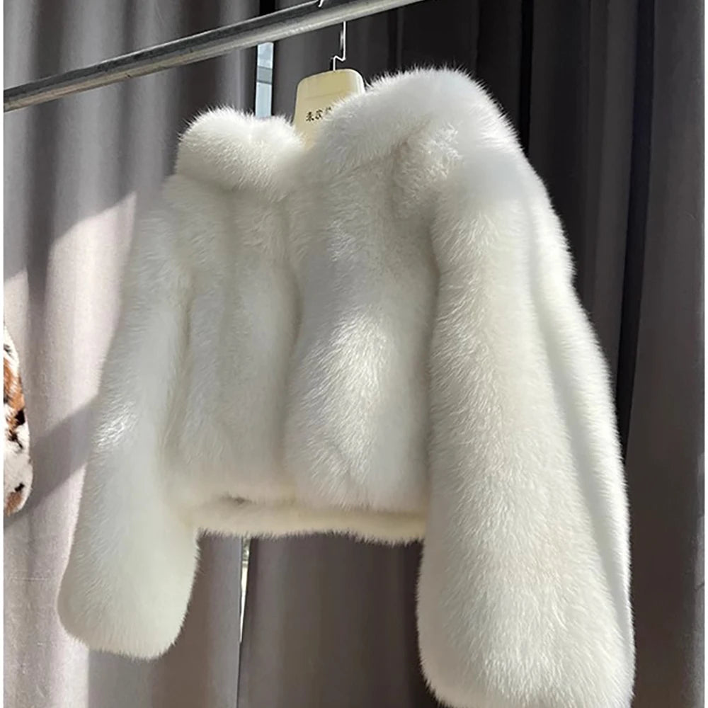 Faux fur coat for Women Luxury fur coat faux fur jackets for women faux fur Hooded coat Vintage fur coat