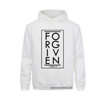 Forgiven 1 John 1 9 Bible Scripture Verse Christian Pullover Sweatshirts Classic Hoodies Holiday Sportswears For Men Autumn