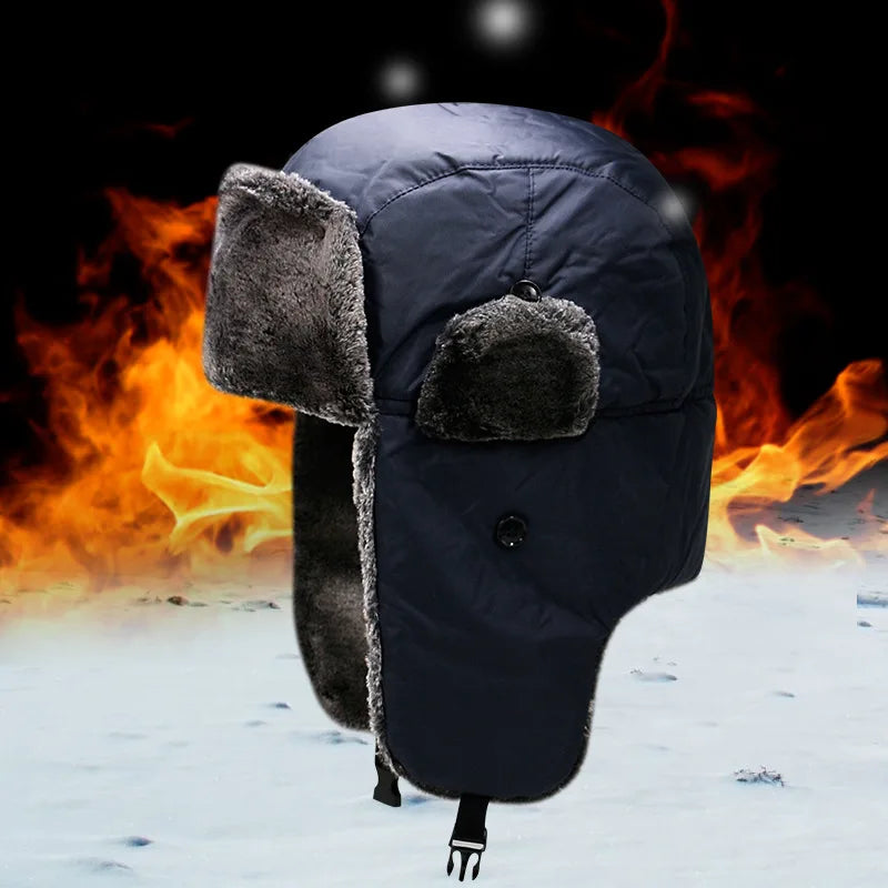 2021 New Winter Men Warm Waterproof Russian Adjustable Ushanka Hat With Ear Flap Mask Fur Trapper Cap Warm Hats