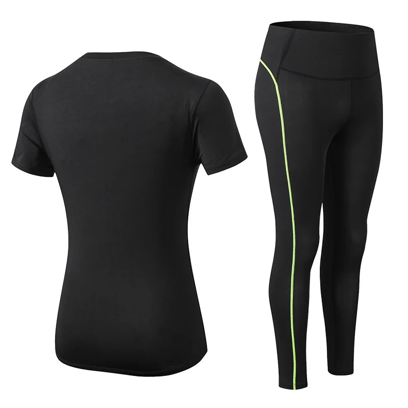 Set di yoga secco veloce a secco 2 pezzi femminile pantaloni lunghi pantaloni lunghi abiti da fitness sportivo esterno outfit sportivo taglie forti per donna