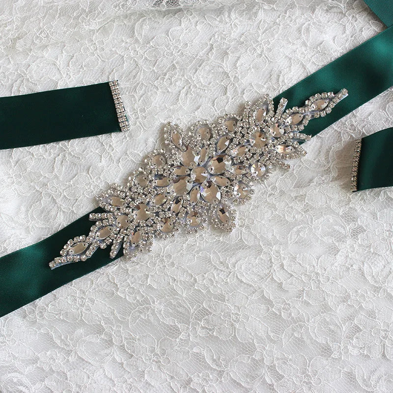 bride belt high-end luxury rhinestone bride satin belt ladies satin belt wedding dress and dress accessories