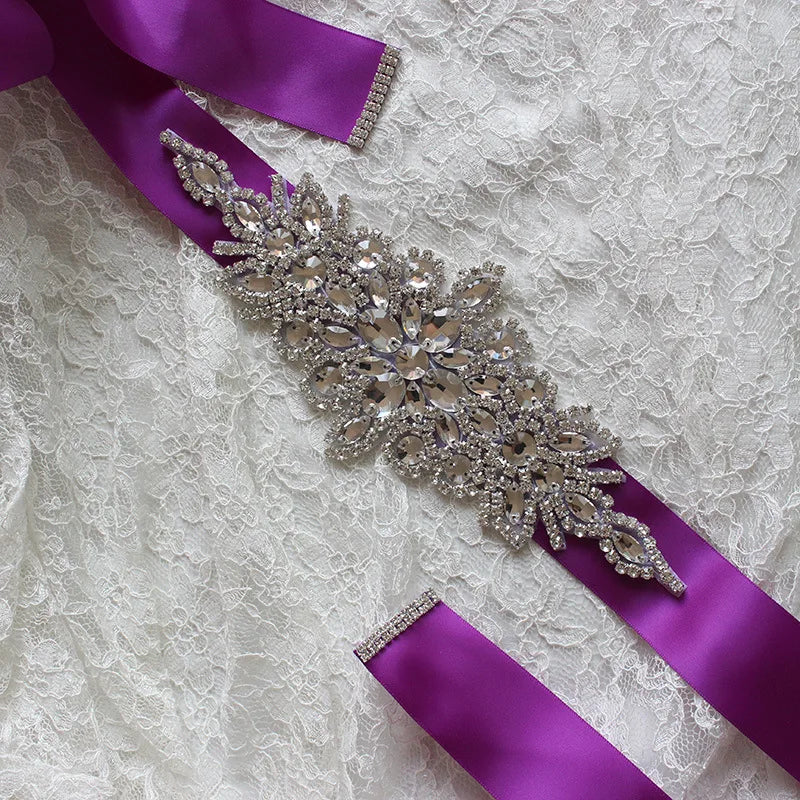 bride belt high-end luxury rhinestone bride satin belt ladies satin belt wedding dress and dress accessories