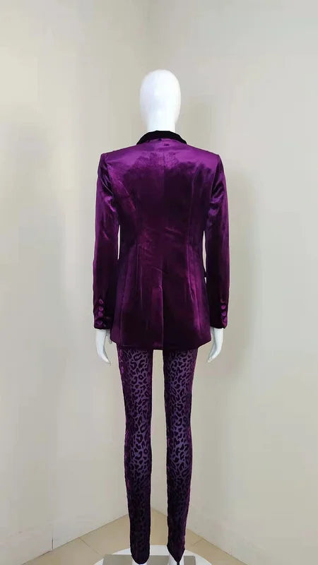 High Street Autumn New Purple Sexy Full Maniche a 2 pezzi Set Women Elegant Celebrity Party Wear