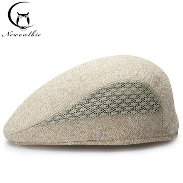 Summer beret mesh breathable men's retro news men's hat linen outdoor hat brand sun hat unisex duckbill cap