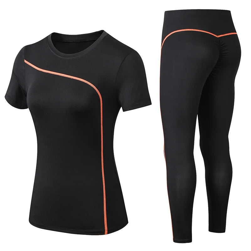 Set di yoga secco veloce a secco 2 pezzi femminile pantaloni lunghi pantaloni lunghi abiti da fitness sportivo esterno outfit sportivo taglie forti per donna