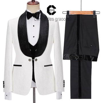 Cenne Des Graoom Latest Coat Design Men Suits Tailor-Made Tuxedo 4 Pieces Blazer Velvet Lapel Wedding Party Groom Costume Homme