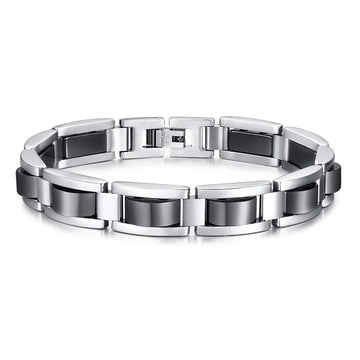 Exquisite Black Gallstone Stainless Steel Simple Fashion Bracelet For Men Energy Bracelet Bangles Good For Banquet As Men's Gift