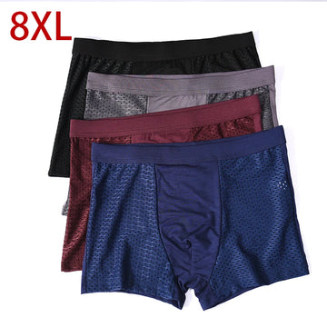 L-8XL Plus Banboo Fiber Men Underwear Male boxer  Solid Panties Shorts Men's  Underpants Breathable Intimate Man boxers 4pcs