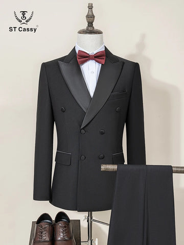 ST Cassy High Quality Men's evening gown Slim Fit Leisure suit Male Groom Wedding Blazers Elegant man suit