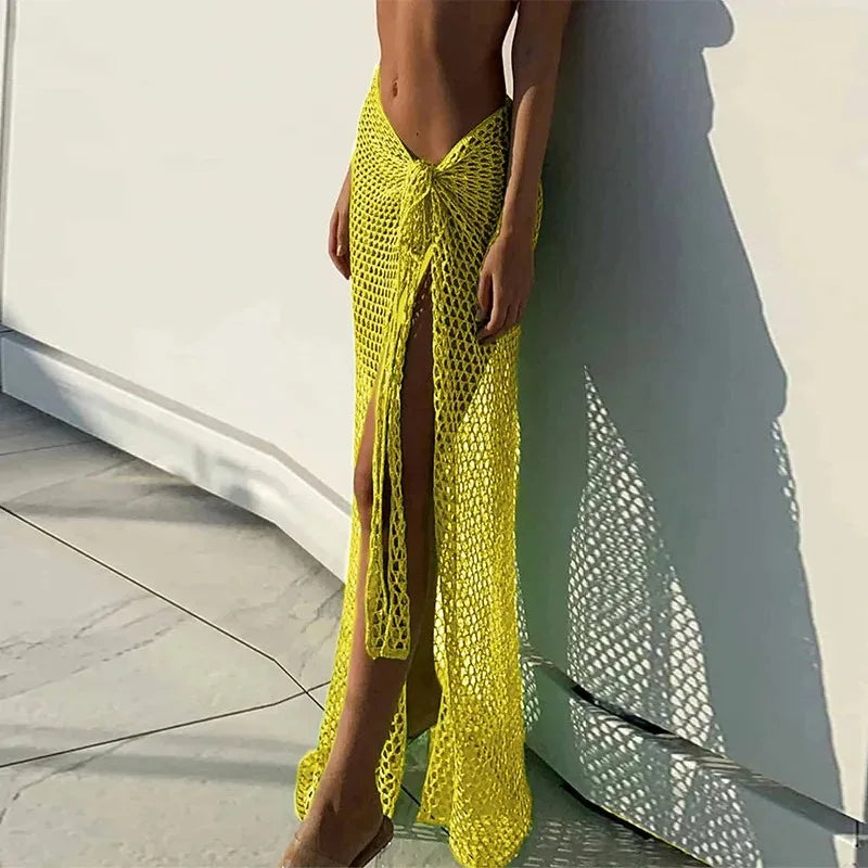 2024 Croche Beach Cover Up Sexy Voir à travers la robe pour les femmes tricot des jupes