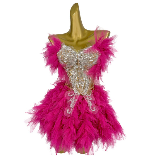 Women Sexy Strapless Top Skirt 2 Pieces Sets Sequins Backless Luxury Dress Party Celebrate Stage Wear Performance Outfit Naicha