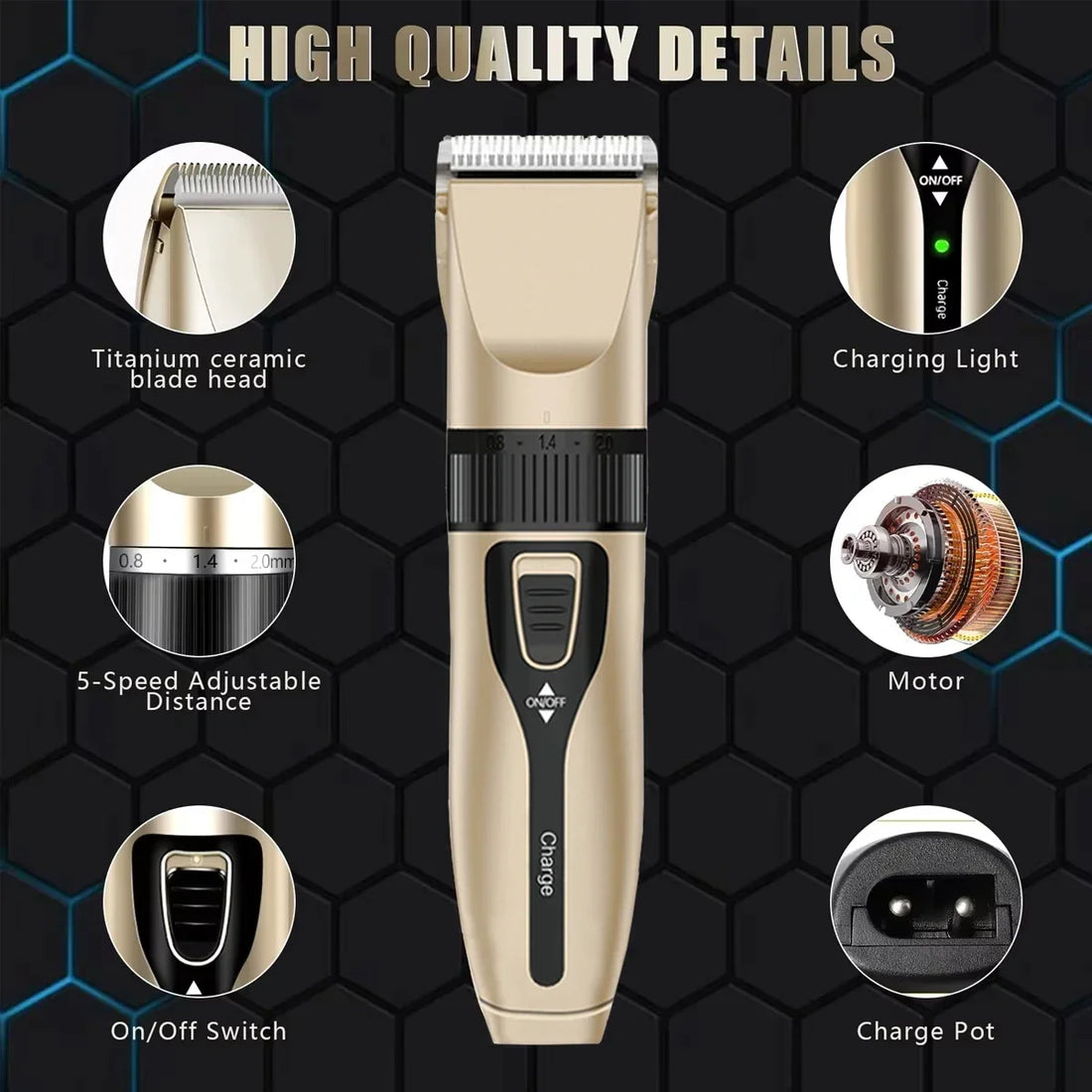 Home Electric Hair Clipper Set, Low Noise and Long Battery Life Hair Trimmer, USB Rechargeable Shaver and Hair Cutting Tool.