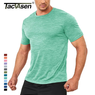 TACVASEN Summer Quick Dry T-shirts Mens Running Tee Shirts Short Sleeve Athlete Elastic Workout Sportswear Outdoor Casual Tops