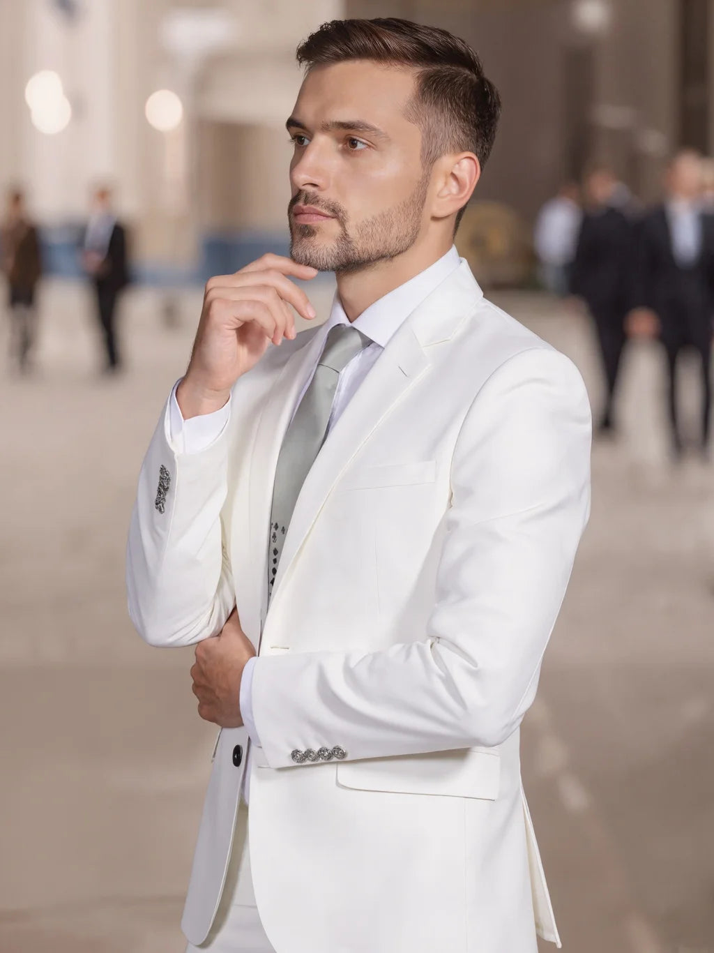 Men's Business Casual Suit, Four-Season Anti-Wrinkle and Hair-Free Two-Piece Set, Double-Button Design, Party Professional Forma