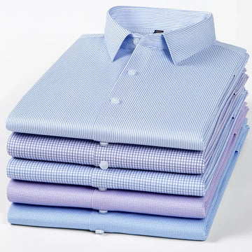 Hight quality elastic long sleeve shirts for men slim fit formal shirt plaid office clothes houndstooth easy-care business tops