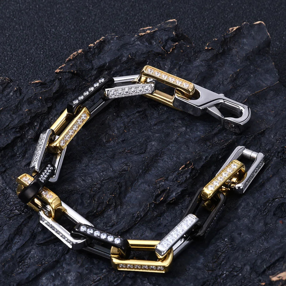 2024 Fashion High Luxury Bamboo Bracelet for Men and Women, Non-fading Titanium Steel Zircon Hip-hop Jewelry Accessories