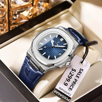 POEDAGAR Top Luxury Man Watch Date Waterproof Luminous Leather Watches For Men High Quality Square Men's Quartz Wristwatch Reloj