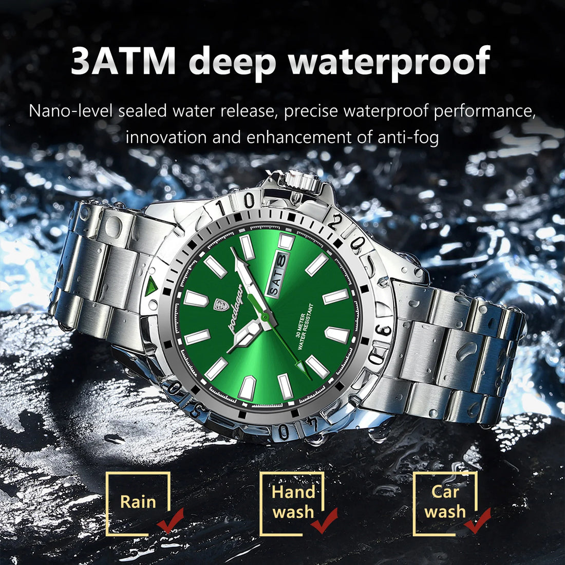 POEDAGAR Luxury Man Watch Waterproof Luminous Date Week Men Watch Casual Male Clock Stainless Steel Sports Men's Quartz Watches