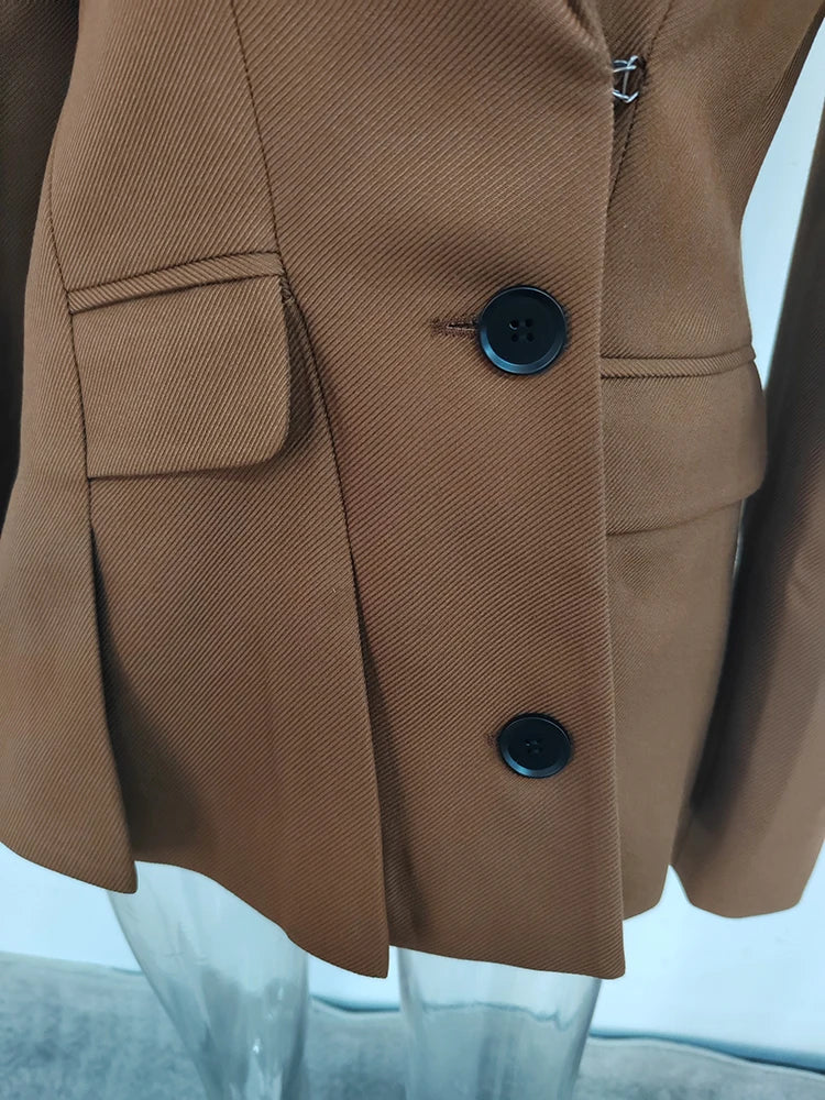 Deat Mode Women's Blazer gekerbter Kragen Langarm diagonal Single BreauaaaNeds Taillenanzug Jacke Spring 2024 Neu 7AB1120