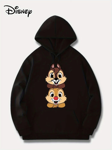 Disney Chip and Dale Pattern Men's Hoodie Autumn Winter Casual Unisex Pullover Sweatshirt Tracksuit Clothing Hoody Oversized