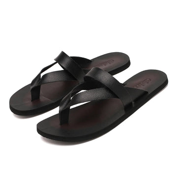 Size 39-47 New Italian Leather Flip-flops For Men Casual Cool Beach Summer Shoes Hotel Slippers Man Light Flats Luxe Men's Shoes