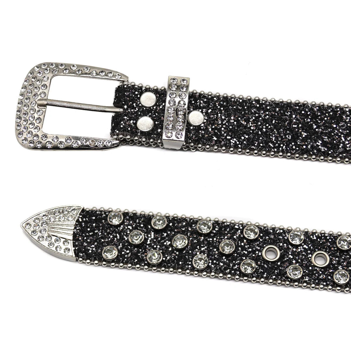 Western Cowgirl Bling Studded Design Leather Diamond Belt Men Women Fashion Dazzling Rhinestone Belt for Jeans Dress