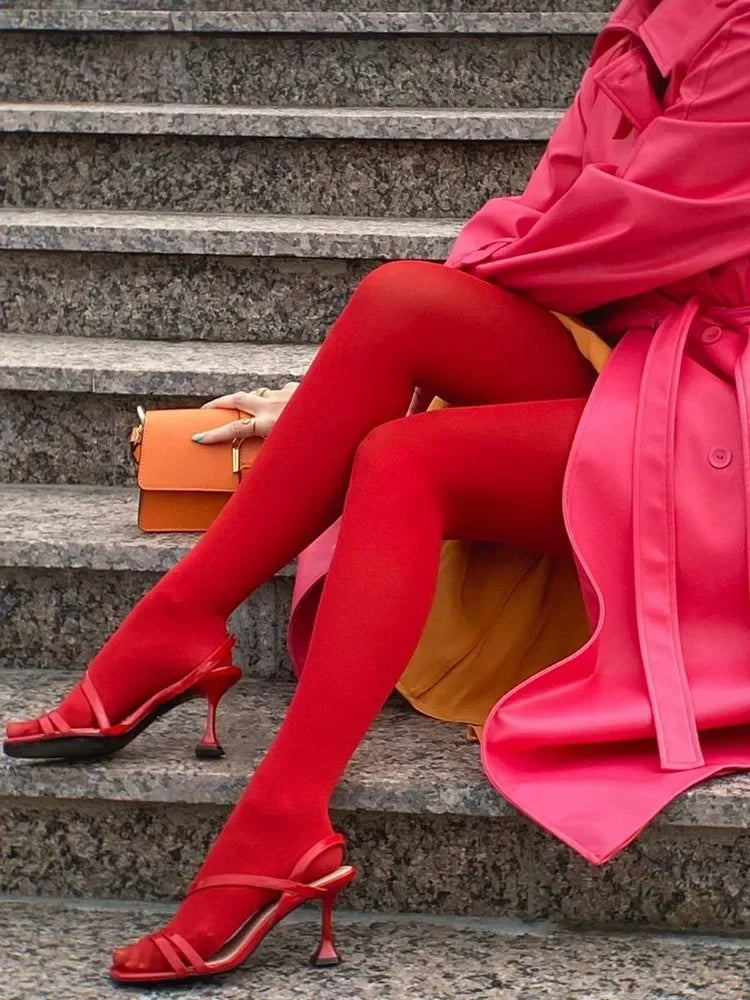 Nuevos calcetines rojos de pantimedias calcetines rojos medias mujeres lencería delgada anti-hook de seda de seda de la boda leggings ##