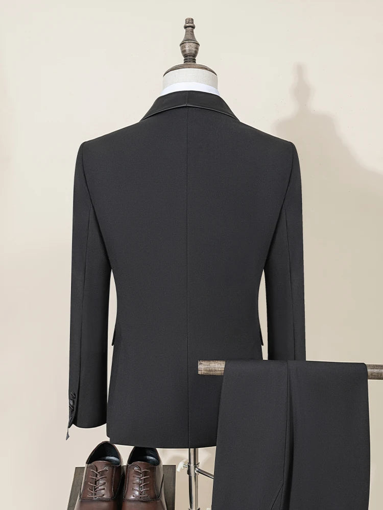 ST Cassy Men's suit black collar formal dress wedding three-piece suit orthodox suit vest pants