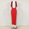 Red Color Women Sexy Off the Shoulder Florals Bodycon Long Bandage Dress Wedding Party Mermaid Celebrate Outfit Vestido