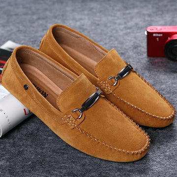 Fashion Loafers Men Suede Soft Driving Moccasins Man Slip on Flats Lightweight Lazy Shoes For Man Genuine Leather Men's Shoes
