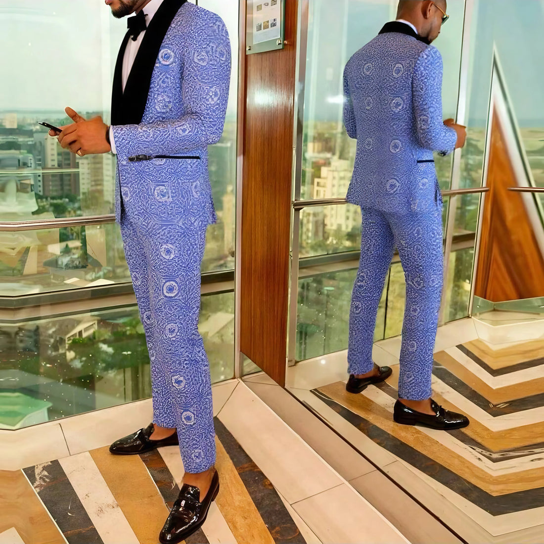 Mens Suits Tuxedo Suit Set Slim Fit 2 Piece Luxurious Party Dinner Jacket Pants