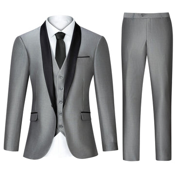 New Men's 3 Pieces Suit Formal Business Notch Lapel Slim Fit Tuxedos Best Man Blazer For Wedding(Blazer+Vest+Pants)