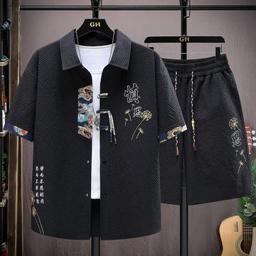 2025 new style Shirts + shorts Men's Casual Sets summer fashion Sportswear  Male Fashion shorts and shirts men full size M-4XL