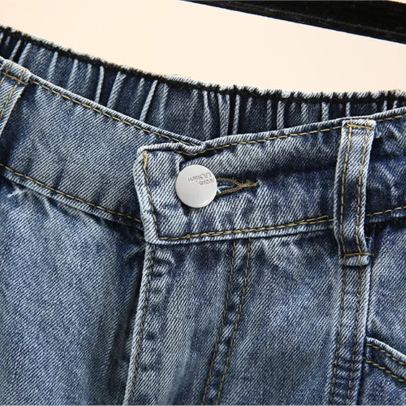 Plus Size Women Denim Shorts 2023 Sommer Mode Straight Jeans Lose heiße Hosen Übergroße Kurvenkleidung J4-1048