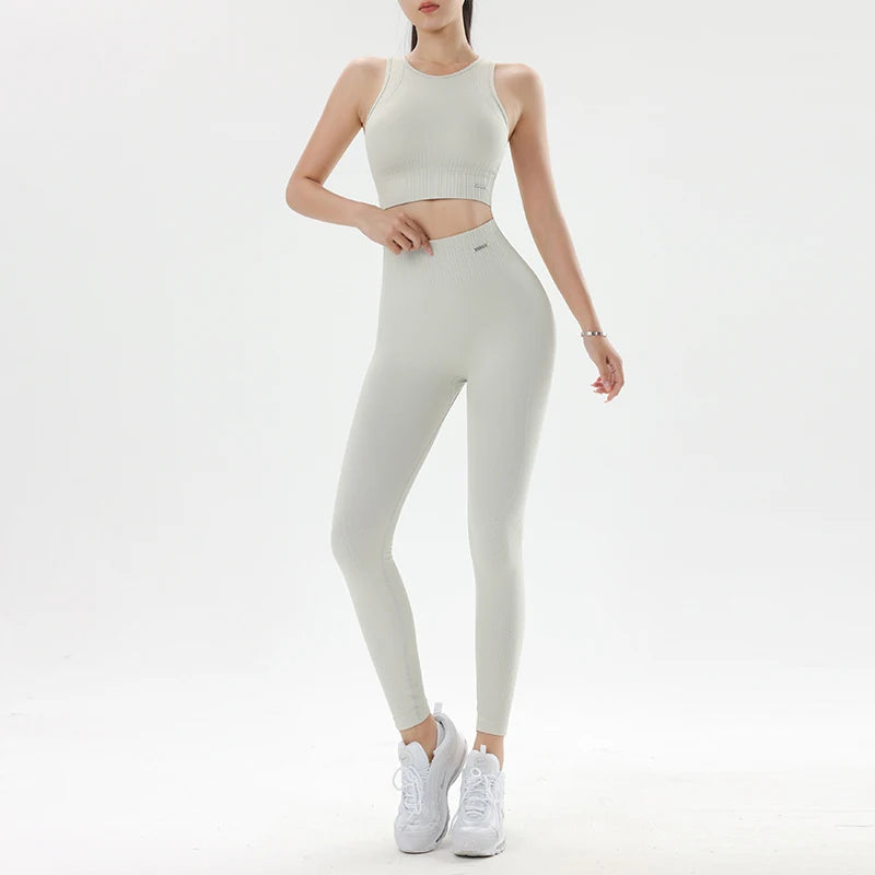 Traje de acondicionamiento físico para mujeres Traje de yoga ejercicio de sujetador de yoga ejercicio apretado pantalones de cintura alta con traje seco rápido