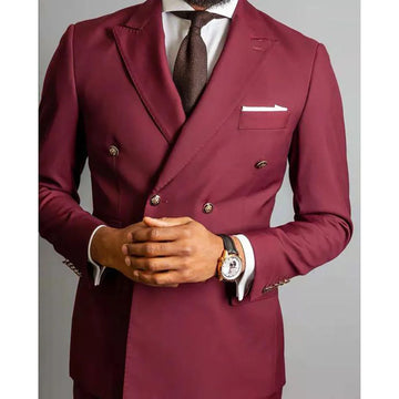 Luxury Men Suits Elegant Wedding Groomsmen Outfits Double Breasted Peak Lapel Slim Fit High Quality 2 Piece Jacket Pants Sets