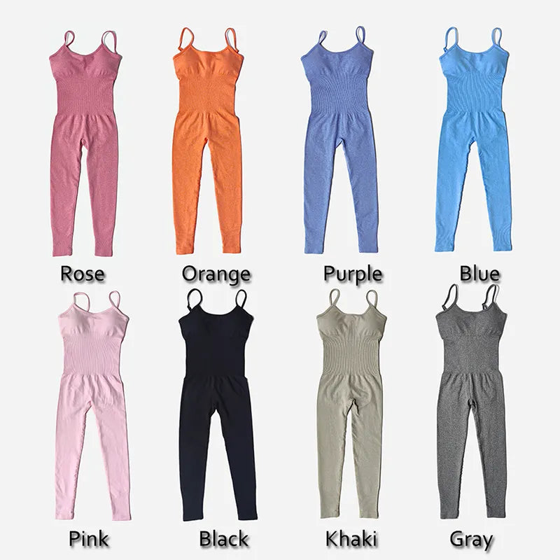 Women's Tracksuit Yoga Set Seamless Jumpsuits One Piece Fitness Workout Rompers Sportswear Gym Set Workout Clothes For Women