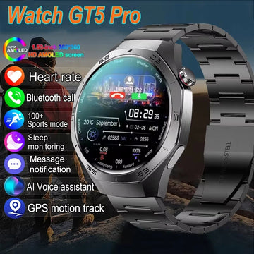Original New GT5 Smartwatch Men 360*360 HD AMOLED Screen GPS Motion Track Heart Rate Bluetooth Call IP68 Waterproof Smartwatch