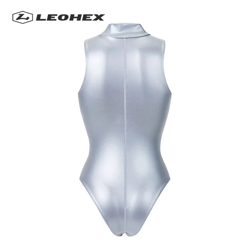 Leohex sexy opaco opaco branco body senza maniche per body ad un pezzo da bagno con costumi da bagno con costumi da bagno giapponesi