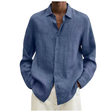 Cotton Linen Men'S Casual Clothing 2024 new Spring Summer Solid Color Long Sleeve Shirts Loose Simple Shirts