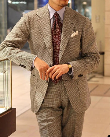 Houndstooth Man Business Suit Set Jacket Pants customize Blazers plus size custom suit Man Autumn Banquet office attire