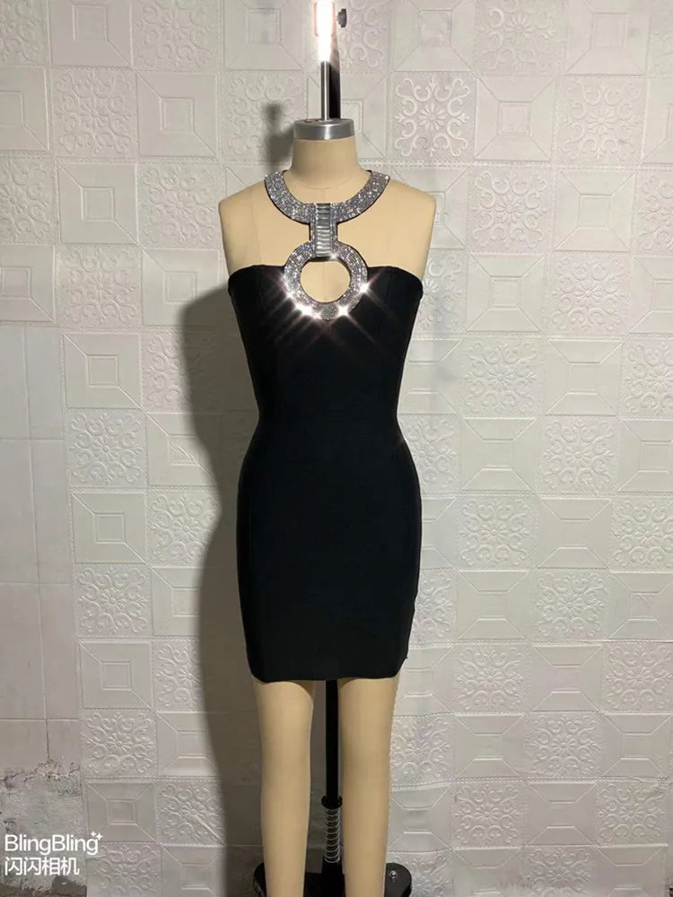 Nuove donne estive sexy Halter Bandage BodyCon Mini Dress Nightclub Party Caldo Drentless Cocktail Dressus Vestitido