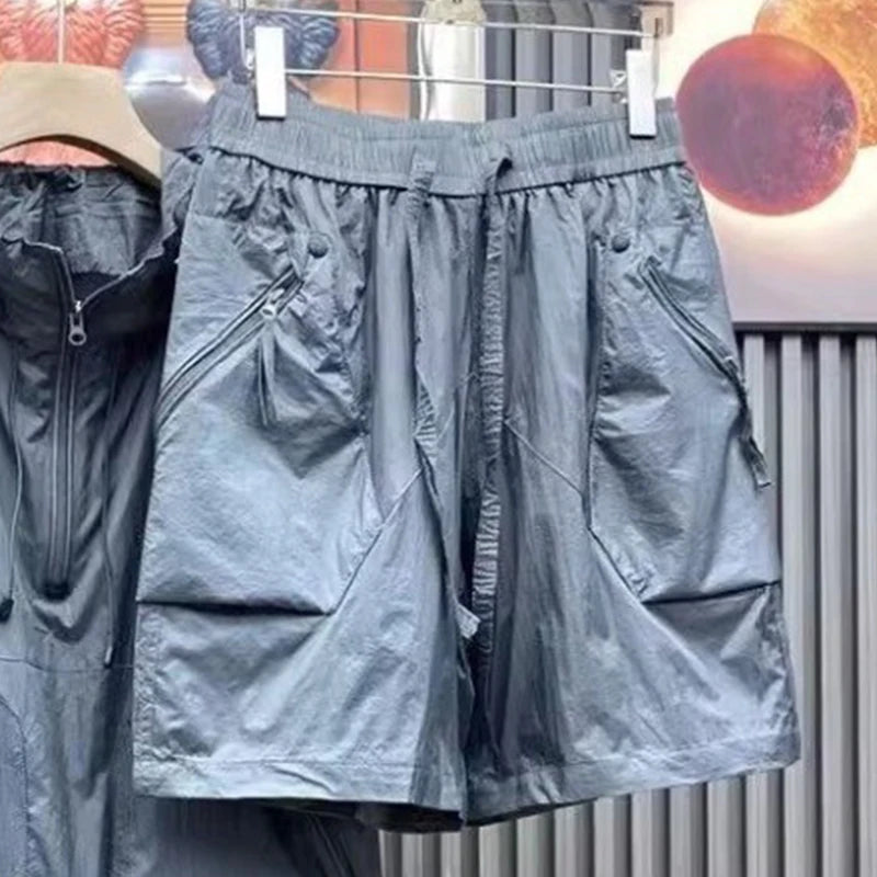 Summer Men's Hooded Lightweight Short-sleeved Suit Loose Ultra-thin Breathable Jacket Shorts Two-piece Couple Suit Men Urban