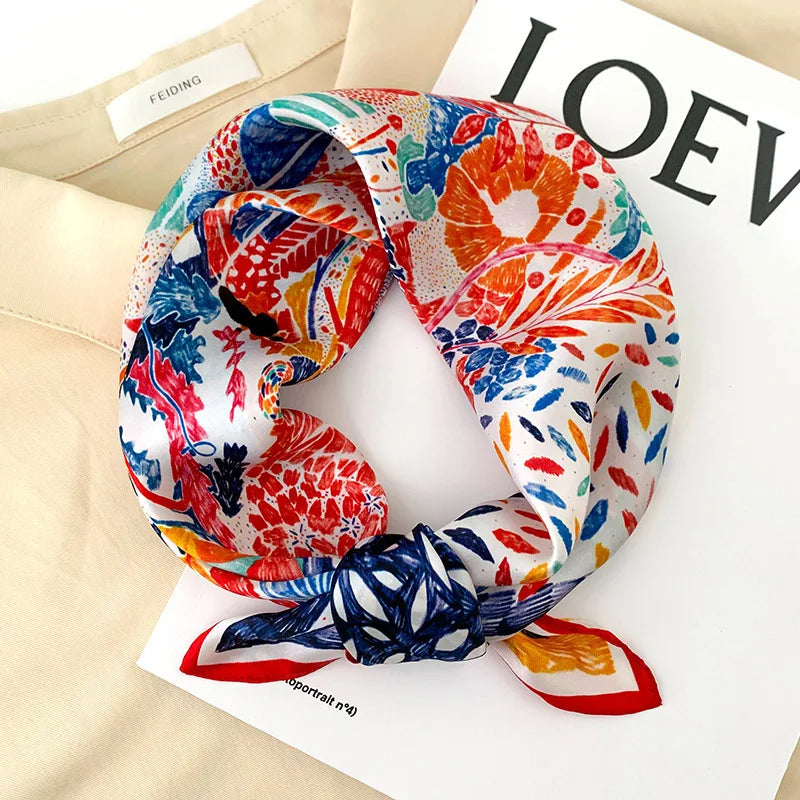 53cm Pure Silk Scarf Women Square Scarves Foulard Hairbands Lady Luxury Designer Female Bandana Neck Kerchief Ties Bandana Hijab