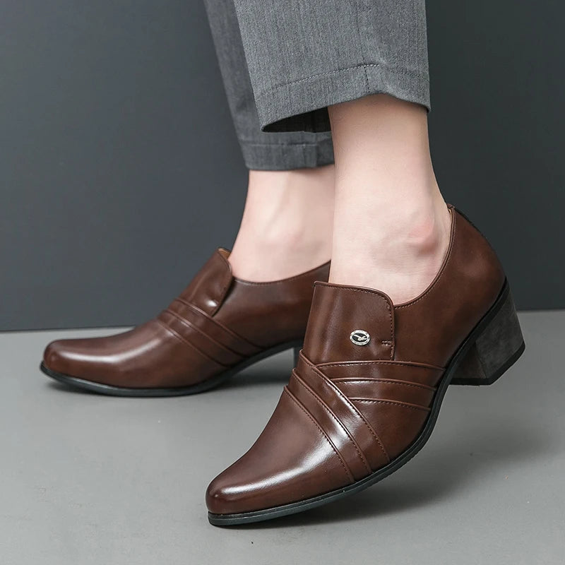 New Business Formal Oxford Shoes for Men Casual Wedding Office Party High Heels Shoes Classic Men Shoes PU Leather Dress Shoes