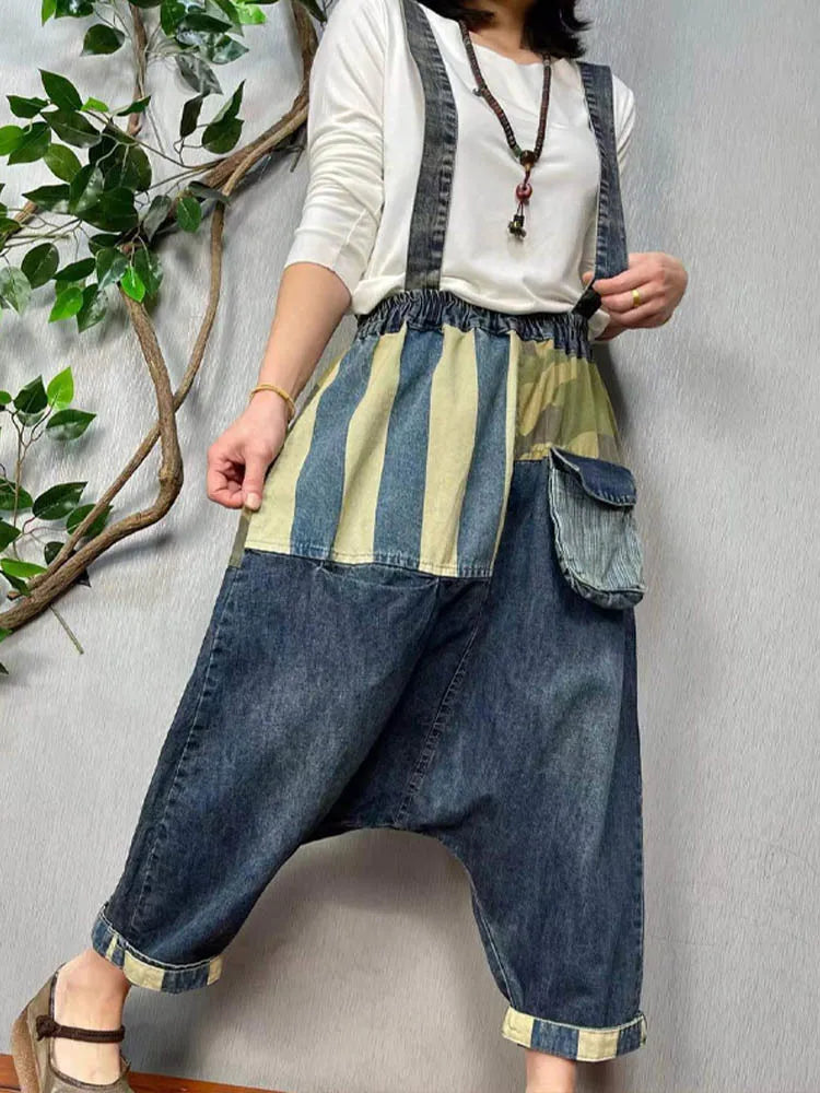 Max LuLu New 2024 Spring Women Patchwork Loose Casual Cross Pants European Style Punk Vintage Street Denim Trousers Pocket Jeans